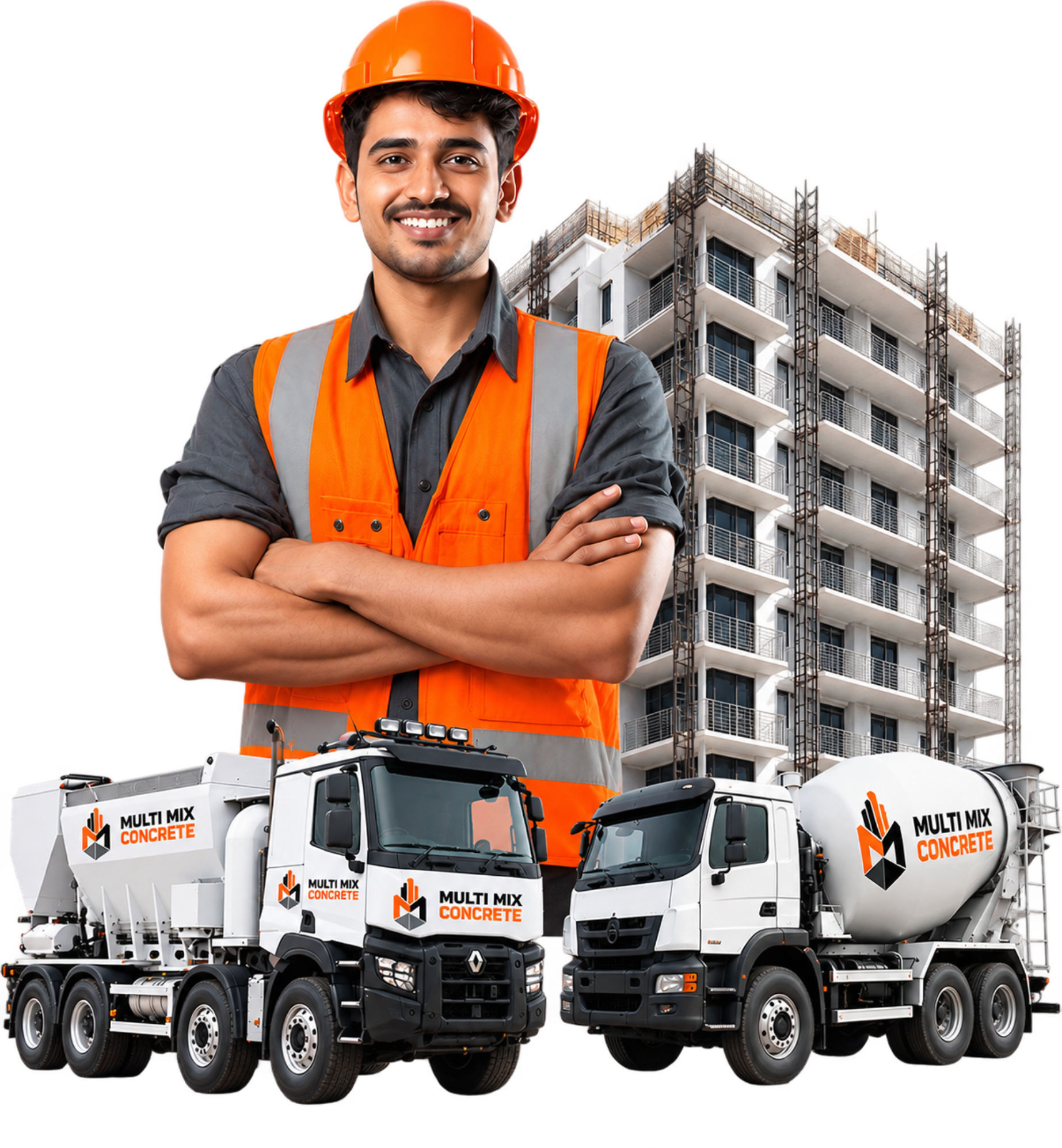 Multi Mix Concrete team and delivery trucks